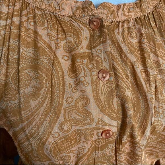 Amuse Society Orange and Tan Paisley Print Boho Long Sleeve Mini Dress Size M - Picture 6 of 8